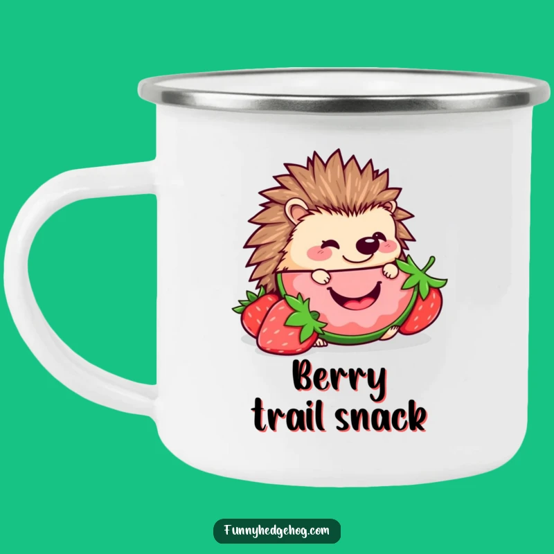 Funny Hedgehog Campfire Mug: Kawaii Strawberry Nibbler, Outdoor Funny Treat