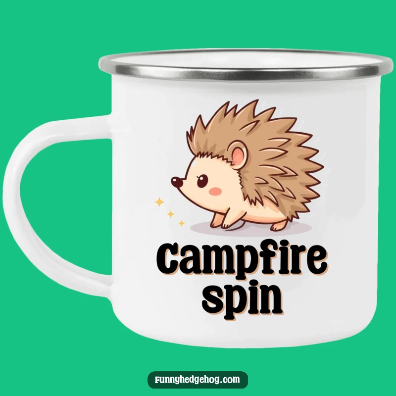 Funny Spinning Hedgehog Camp Mug: Durable & Dazzling Outdoor Companion