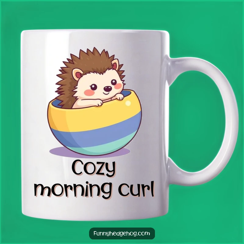 Funny Rolling Hedgehog Mug, Playful & Humorous Gift