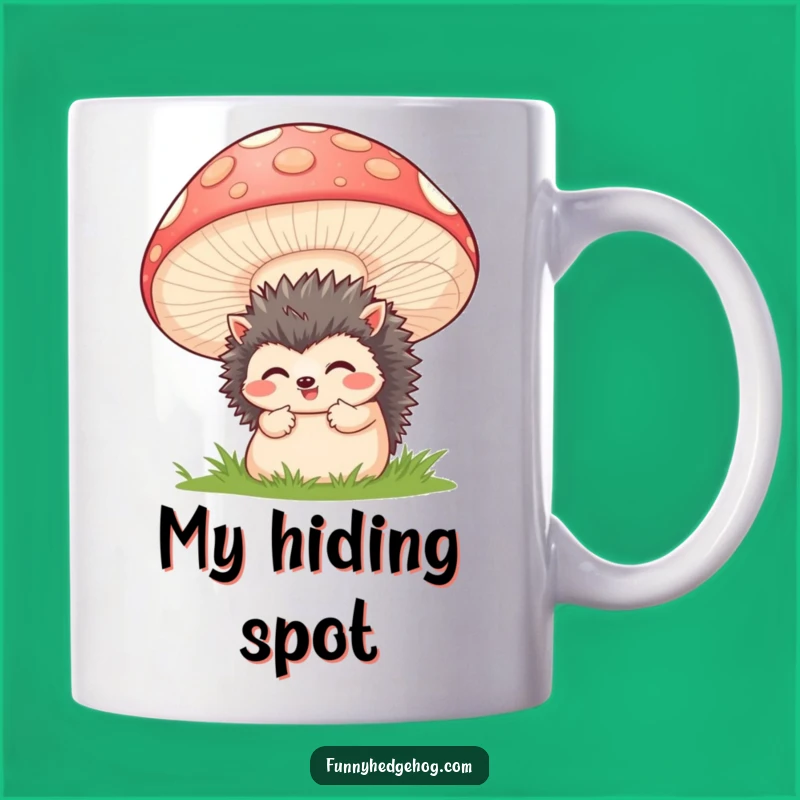 Funny Shy Hedgehog Mushroom Mug: Adorable & Hilarious Gift for Nature Lovers