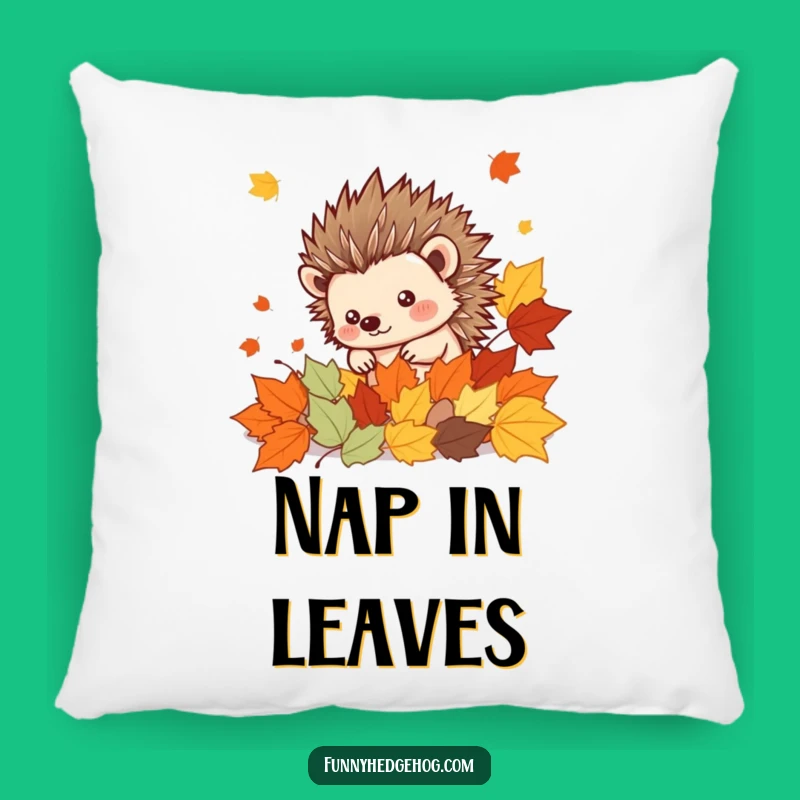 Funny Hedgehog Autumn Leaves Pillow: Cute Spiky Kawaii Accent, Comfy Funny Gift