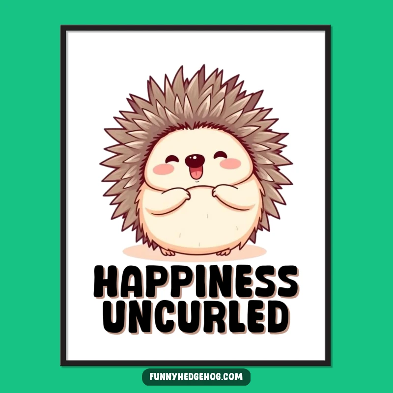 Funny Happy Hedgehog Digital Art, Hilarious Joyful Printable, Comical Gift