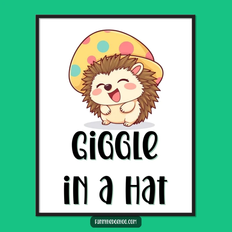 Funny Hedgehog Hat Digital Art - Instant Giggles for Your Walls