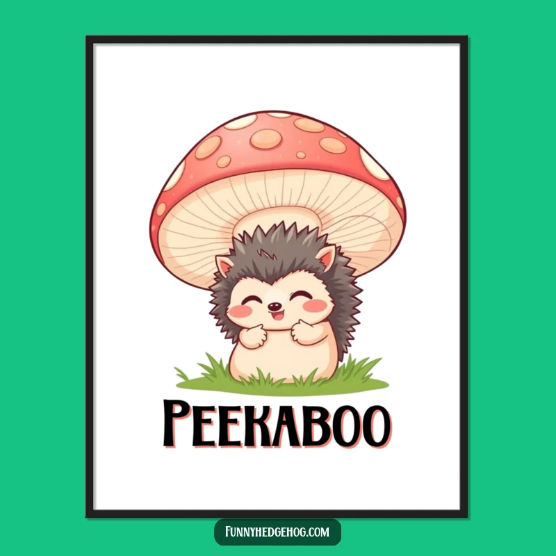 Funny Hedgehog & Mushroom Digital Print: Whimsical Wall Art for Humorous Spaces