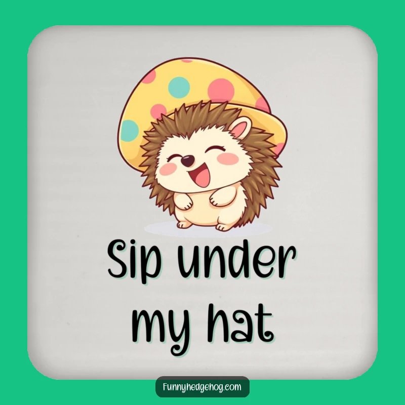 Funny Hedgehog Hat Coaster - Protect Surfaces with Giggling Charm