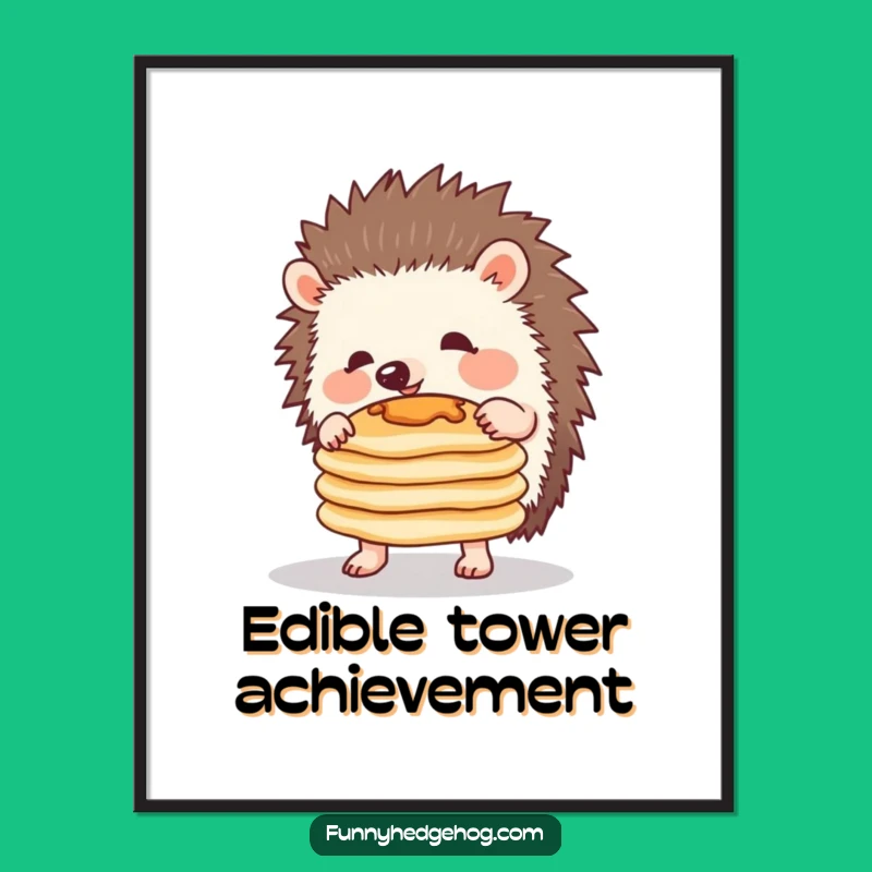 Funny Hedgehog Pancake Poster - Whimsical Wall Art for a Laugh