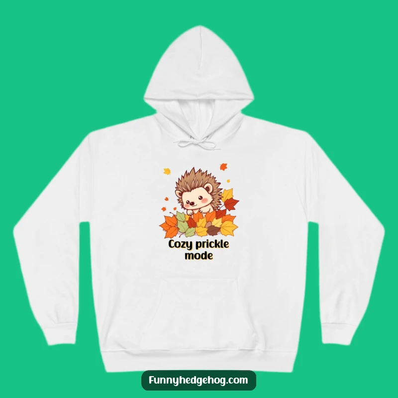 Funny Cozy Hedgehog Hoodie: Spiky Kawaii Pal in Autumn Leaves, Warm Funny Gift