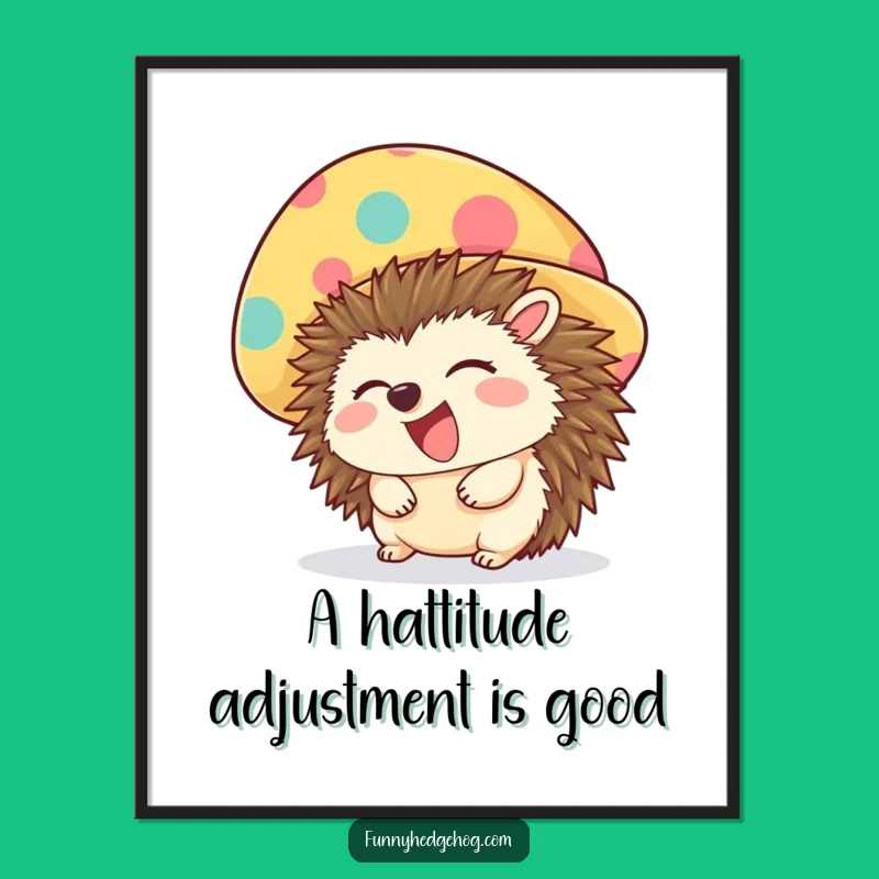 Funny Free Printable Wall Art: Giggle Hat Hedgehog - Quirky Downloadable Decor!
