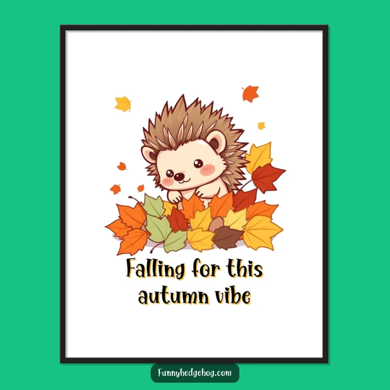 Free Printable Hedgehog Autumn Art: Spiky Kawaii Decor for Your Walls