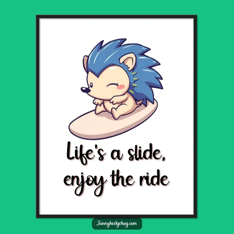Funny Free Printable Wall Art: Sliding Hedgehog Bliss - Quirky Downloadable Decor!