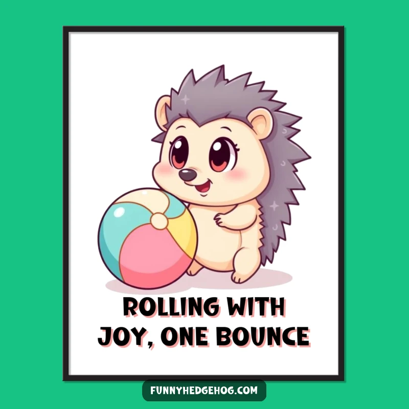Funny Free Printable Wall Art: Bouncing Beach Ball Hedgehog - Quirky Downloadable Decor!