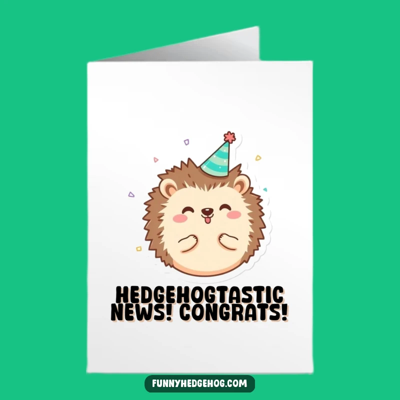 Free Printable Happy Hedgehog Congrats Card: Party Time, Downloadable Gift