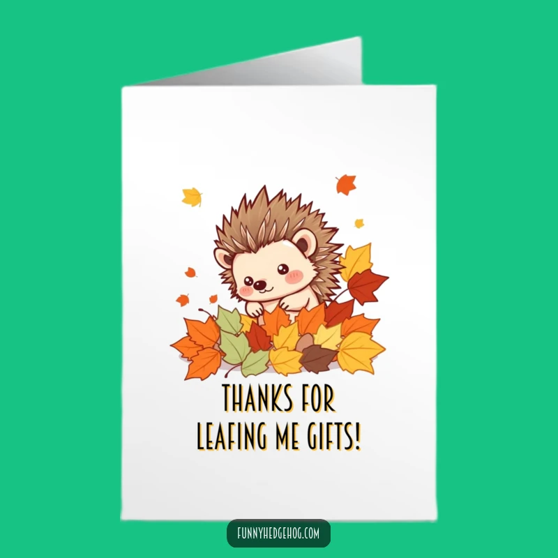 Free Printable Hedgehog Thank You Card: Spiky Gratitude in Autumn Leaves