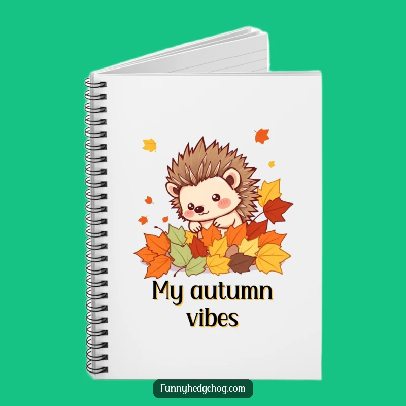 Funny Hedgehog Leaves Notebook: Cute Spiky Kawaii Journal for Notes, Funny Gift