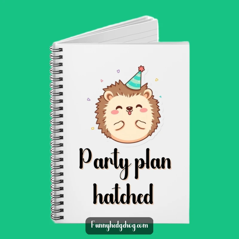 Funny Hedgehog Party Notebook, Tiny Hat Confetti Journal, Whimsical Humorous Gift