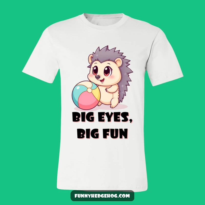 Funny Hedgehog Beach Ball T-Shirt - Big-Eyed Fun for Summer Lovers