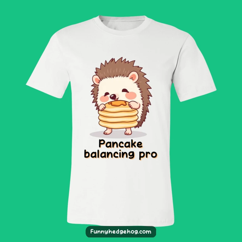 Funny Hedgehog Pancake Stack T-Shirt - Comical Animal Tee for Pancake Lovers